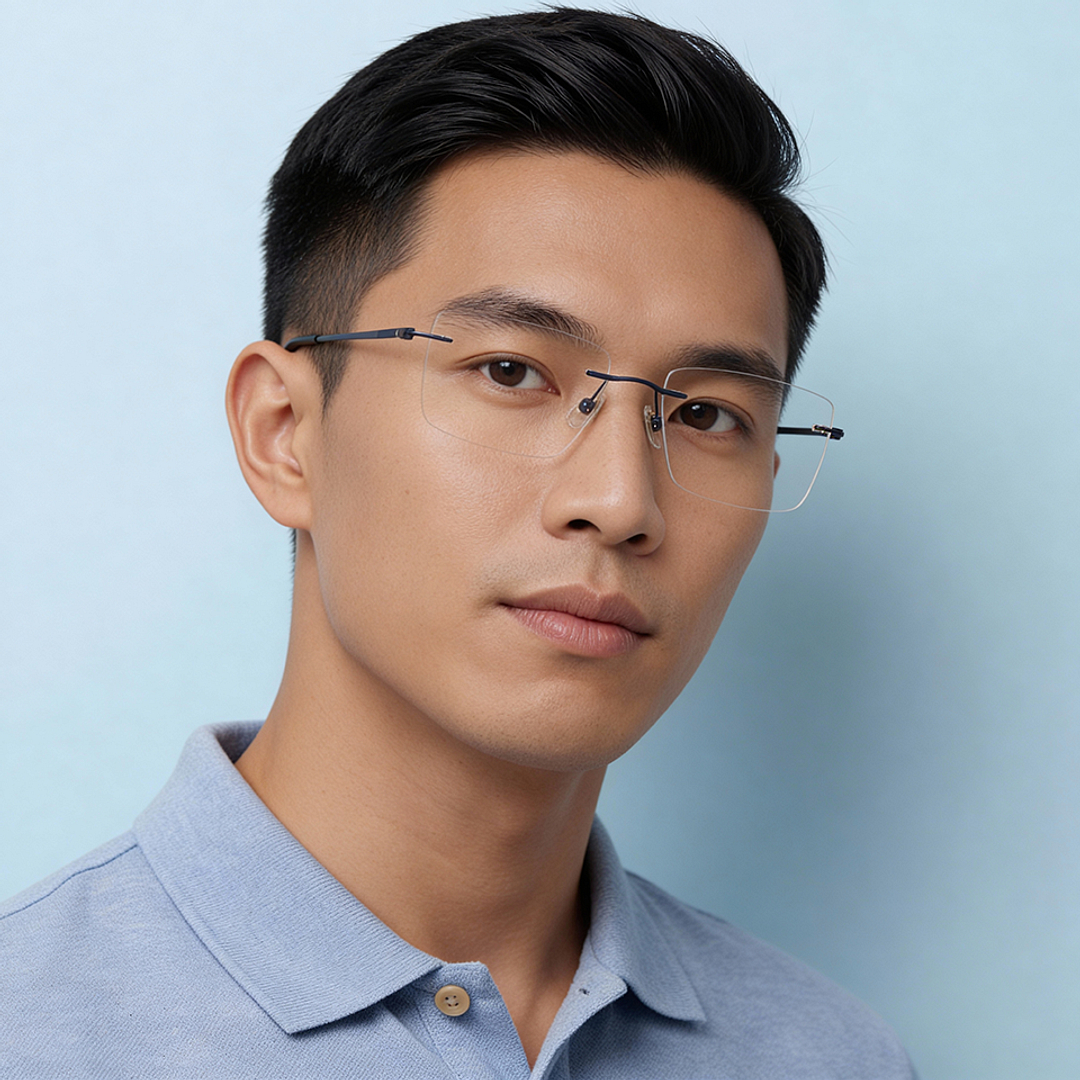 OWNDAYS | AIR Navy Rimless Wellington left side